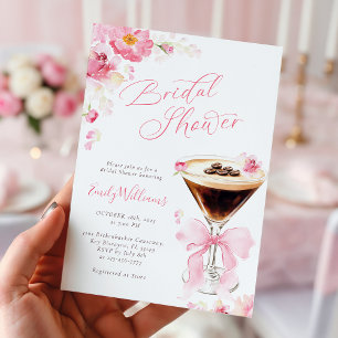 Brautparty-Einladung Pink Bow Coffee Einladung