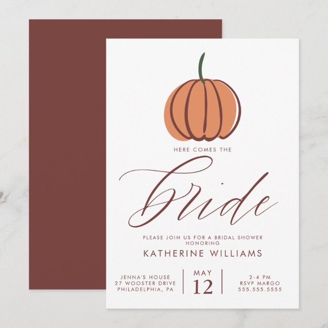 Brautparty | Einladung von Autumn Pumpkin (Vorne/Hinten)