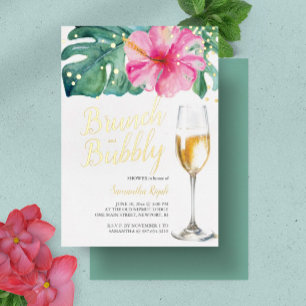 Brautparty-Einladungen   Rosa tropische Blume Folieneinladung