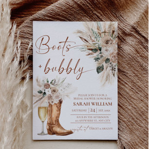 Brautparty-Einladungskarte Boots Bubbly Western Einladung
