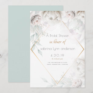 Brautparty   Elegant Alabaster White Peonies Einladung