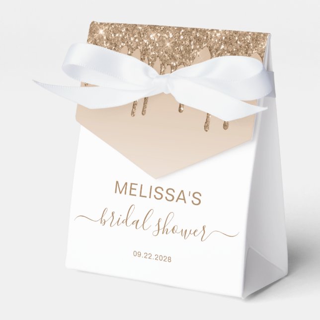 Brautparty Elegant Gold Glitzer Tropfen Skript Geschenkschachtel (Vorderseite)