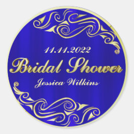 Brautparty Elegant Regal Golden Blue Hochzeit Runder Aufkleber