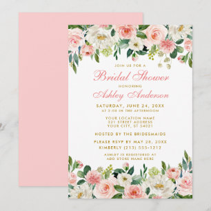 Brautparty Elegant Rosa Rosa Blüte Einladung