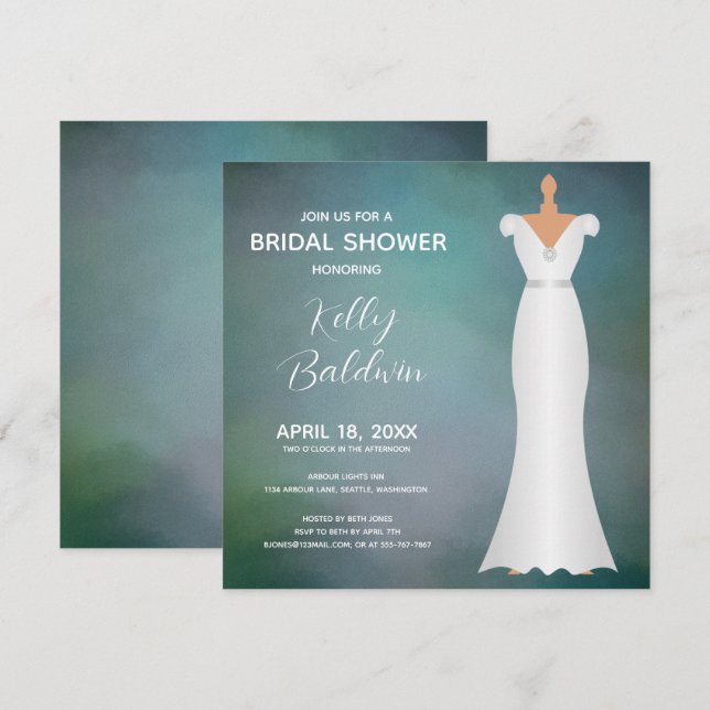 Brautparty Elegant Soft Green Einladung (Vorne/Hinten)