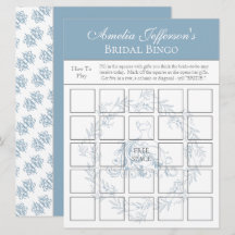 Brautparty - Elegante Blue Bingo Game Card