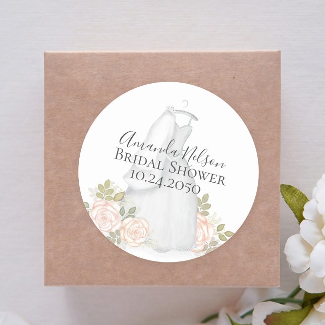 Brautparty Elegante Blumenzwiebelzitter Runder Aufkleber (Von Creator hochgeladen)