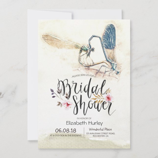 Brautparty Elegante Liebe Herzdrachenmatische Paar Einladung (Vorderseite)