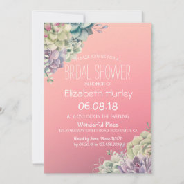 Brautparty Elegante Wasserfarben Sukkulente Pflanz Einladung