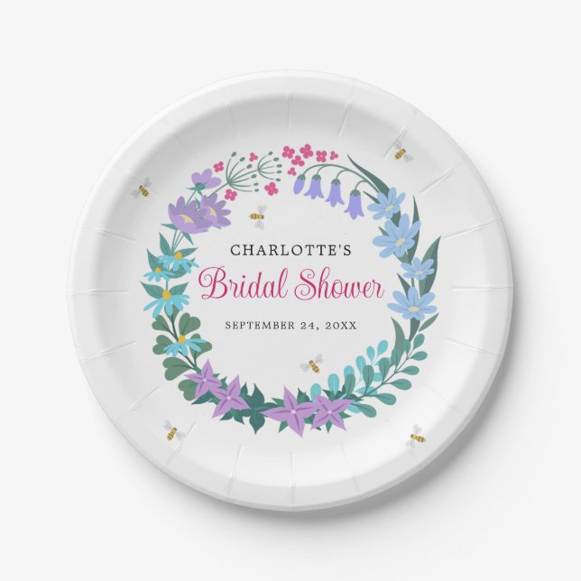 Brautparty Elegante Wildblumen Florenz Pappteller (Vorderseite)