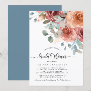 Brautparty, elegantes Dusty Blue und Blush Einladung