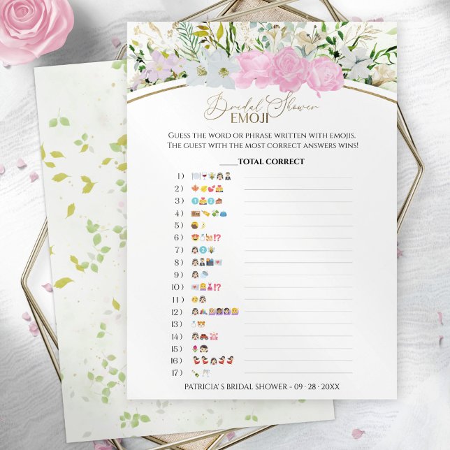 Brautparty Emoji Pictionary Wildblume Karte (Von Creator hochgeladen)