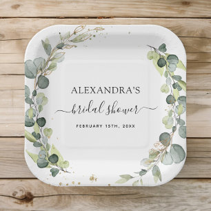 Brautparty Eucalyptus Greenery Boho Garden Pappteller
