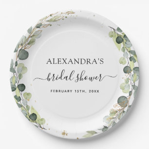 Brautparty Eucalyptus Greenery Boho Garden Pappteller