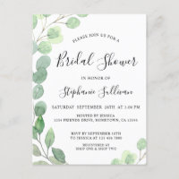 Brautparty Eukalyptus Einladung Postkarte