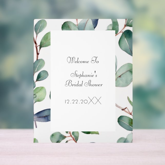 Brautparty Eukalyptus Green Blätter Cool Hochzeit Acrylschild (Neutral)