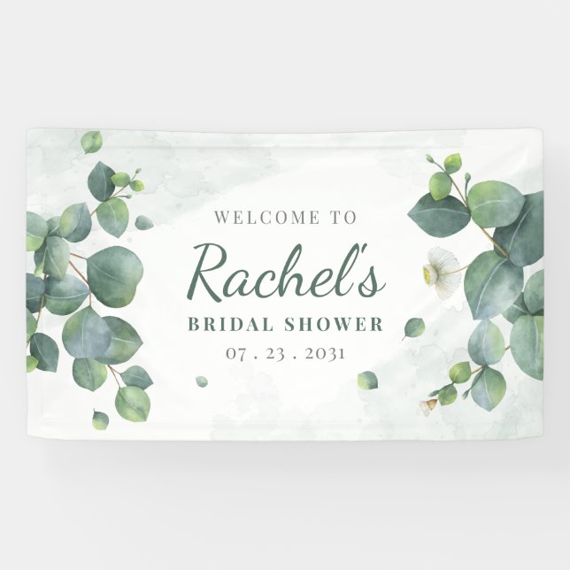 Brautparty Eukalyptus Greenery Elegante Banner (Horizontal)
