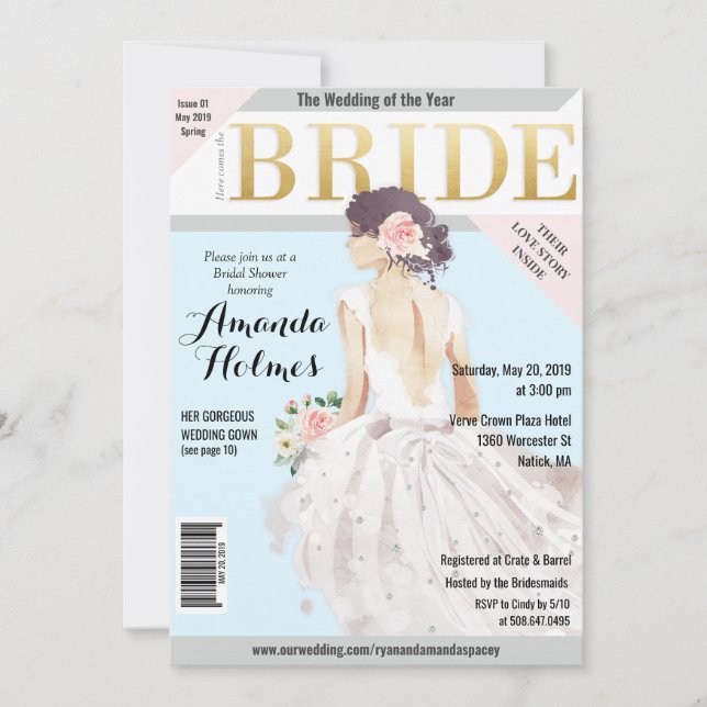 Brautparty Fashion Magazine Einladung (Vorderseite)