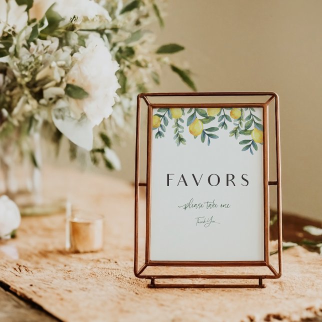 Brautparty-Favoriten für Hauptpresse Ankündigung (Lemon bridal shower Favors sign. )