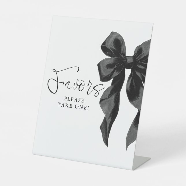 Brautparty-Favoriten für Schwarzes Bow Sockelschild (Vorderseite)
