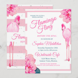 Brautparty Flamingo Fling Stripe Floral Chic Einladung
