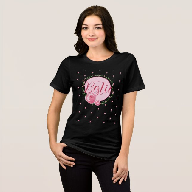 Brautparty Floral Black Tshirts Girl Bestie (Vorderseite voll)