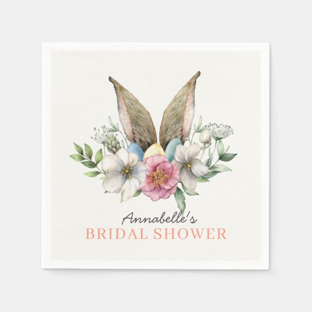 Brautparty "Floral Bunny Ear" Serviette (Vorderseite)