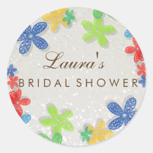 Brautparty Floral Confetti Pearl Runder Aufkleber