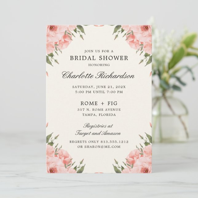 Brautparty Floral Einladung (Stehend Vorderseite)