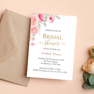 Brautparty Floral Gold Grüne Wasser Einladung