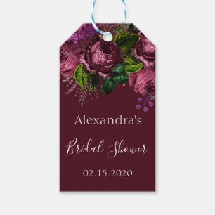 Brautparty Floral Marsala Burgundy Geschenkanhänger