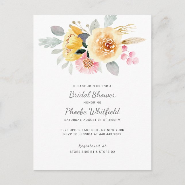Brautparty Floral Modernes Botanisches Mittelgebir Einladungspostkarte (Vorderseite)