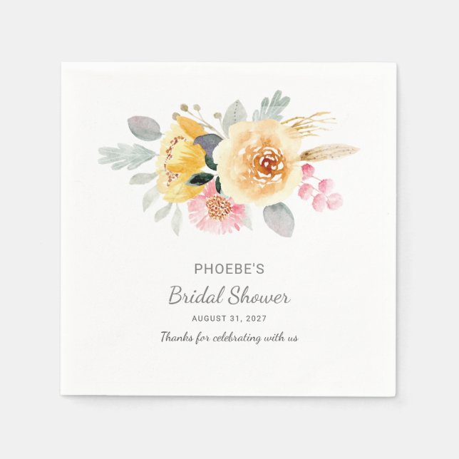 Brautparty Floral Modernes Botanisches Mittelgebir Serviette (Vorderseite)