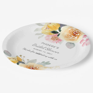 Brautparty Floral Modernes botanisches Wasser Pappteller
