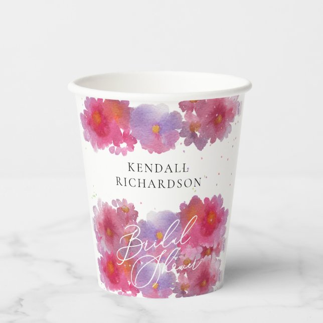 Brautparty Floral Pappbecher (Vorderseite)