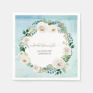 Brautparty Floral Wreath Blue Elfenbeinküste Rose Serviette