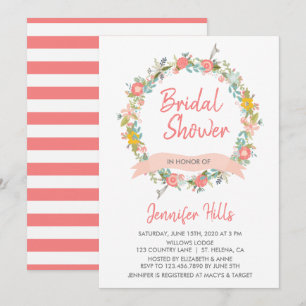 Brautparty Floral Wreath Einladung