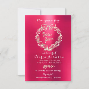 Brautparty Floral Wreath Himbeere Rosa Rose Einladung