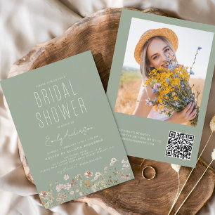 Brautparty-Foto für die Wildblume des grünen QR-Co Einladung