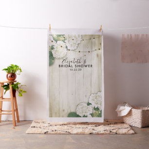 Brautparty Foto Hintergrund Hydrangea Lights Holz Stoff