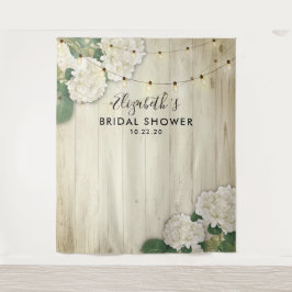 Brautparty Foto Hintergrund Hydrangea Lights Holz Wandteppich