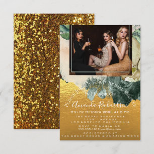 Brautparty Foto Maroon Floral Birthday Gold Einladung