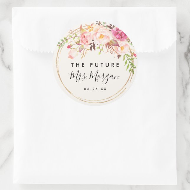 Brautparty für antike Rose Runder Aufkleber (Tasche)