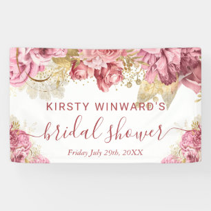 Brautparty für Aquarellfarben, Rosa und Gold-Blume Banner