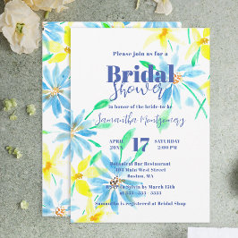 Brautparty für blaue und gelbe Blume Einladung