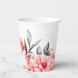 Brautparty für Blume in Rot und Grau Pappbecher