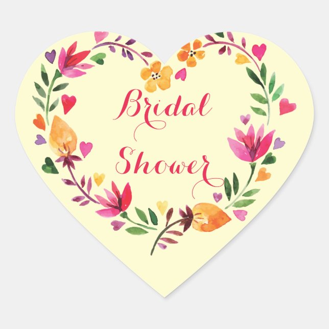 Brautparty für Blumenkranke Herz-Aufkleber (Vorderseite)