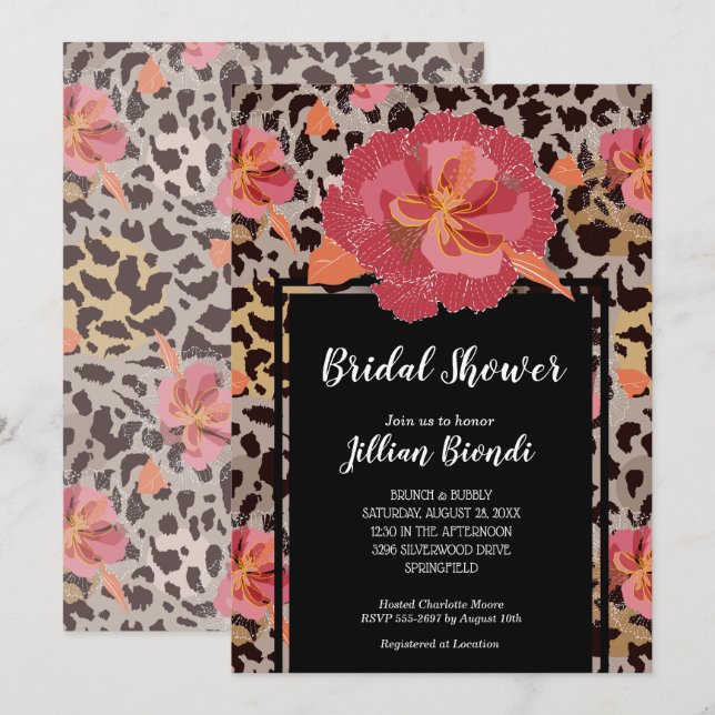 Brautparty für Blumenmuster Einladung (Vorne/Hinten)