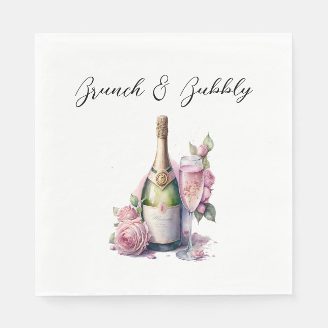 Brautparty für Brunch und Bubbly Champagner Serviette (Vorderseite)