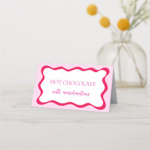 Brautparty für das Buffet mit dem Label "Hot Pink  Platzkarte